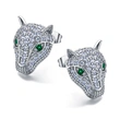 European and American cheetah shaped zircon earrings with wild charm, fashionable luxury style earrings