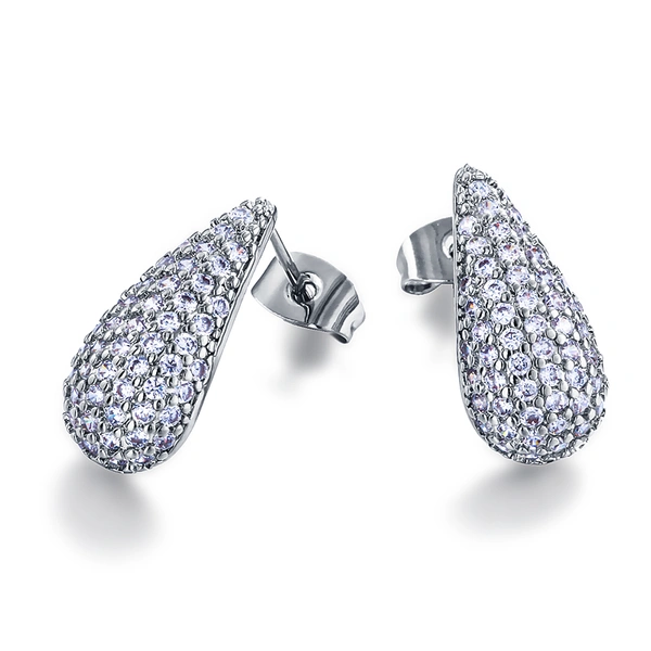 European and American style light luxury zircon earrings, shaped like water droplets, fashionable high-end earrings