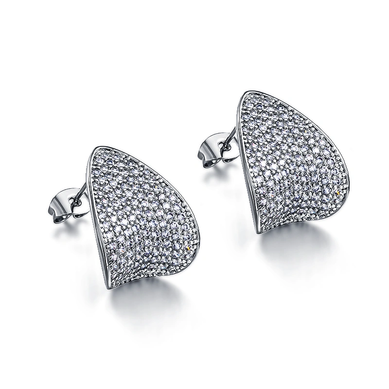 European and American style light luxury zircon earrings, fashionable high-end earrings