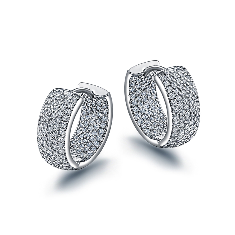 European and American style round zircon earrings, light luxury, high-end and atmospheric zircon earrings
