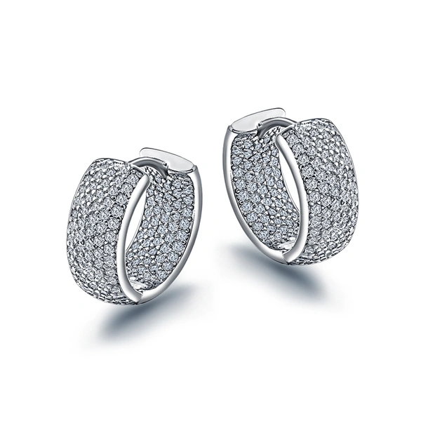European and American style round zircon earrings, light luxury, high-end and atmospheric zircon earrings