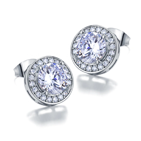 Large round zircon in European and American style, zircon earrings, popular high-end earrings