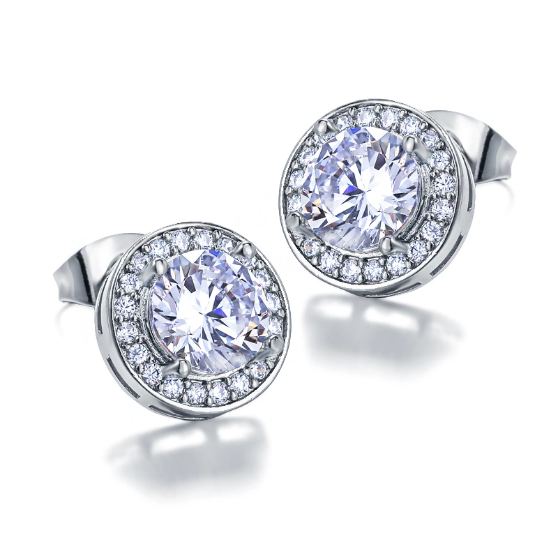 Large round zircon in European and American style, zircon earrings, popular high-end earrings