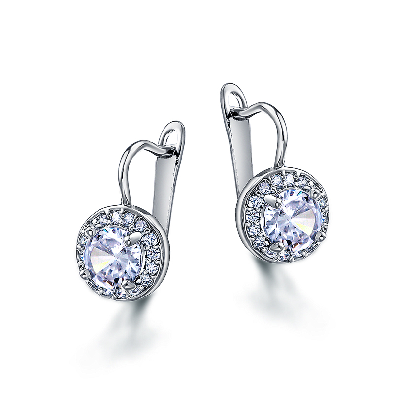 Round zircon earrings in European and American style, light luxury, high-end and atmospheric zircon earrings