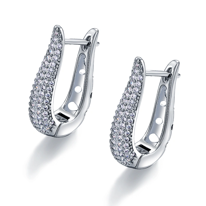 European and American style zircon earrings U-shaped earrings with high-end temperament