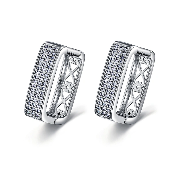 European and American retro zircon square earrings, gold hollowed out design earrings, classic mini full geometric earrings