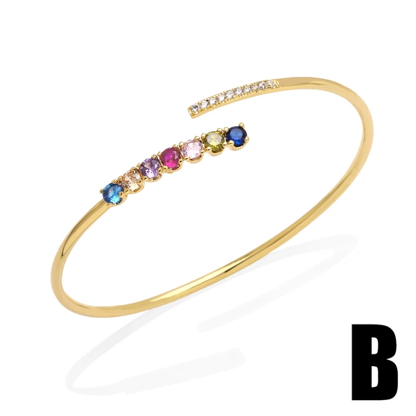 European and American niche light luxury bracelet female Internet celebrity simple fashion copper gold-plated inlaid colored zircon bracelet brh26
