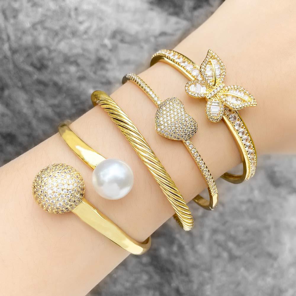 AS jewelry pearl bracelet female high-end gold-plated zircon butterfly love bracelet brf57