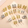 Affordable Hypoallergenic Jewelry 18k Gold Plated Setting Oval Cubic Zirconia Huggie Hoop Earring Women