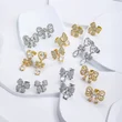 Micro Setting Cubir Zircon Copper Brass Cute Popular Bow Ribbon Stud Earrings