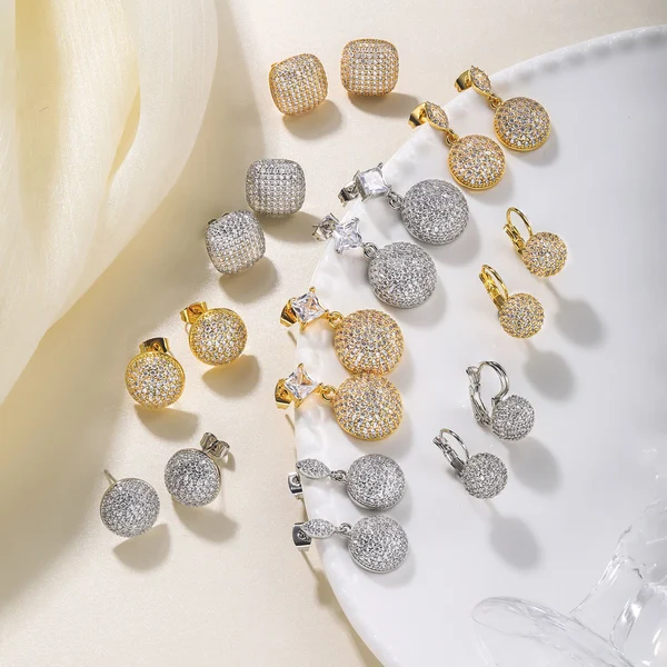 European and American style water droplet heart-shaped zircon earrings for women, fashionable and classic style earrings