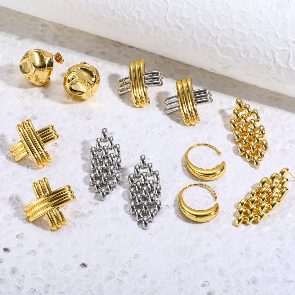 Women Tarnish Free Water Resistant PVD Gold Plated Statement Earrings Wholesale