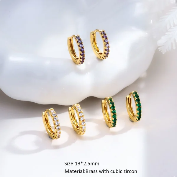 Affordable Hypoallergenic Jewelry 18k Gold Plated Setting Oval Cubic Zirconia Huggie Hoop Earring Women