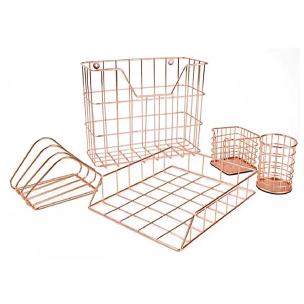 Wire Metal  5-in-1 Desk Organizer Se
