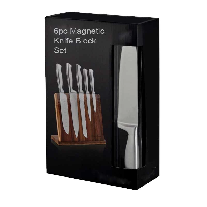 6pc Magnetic Knife Block Set 