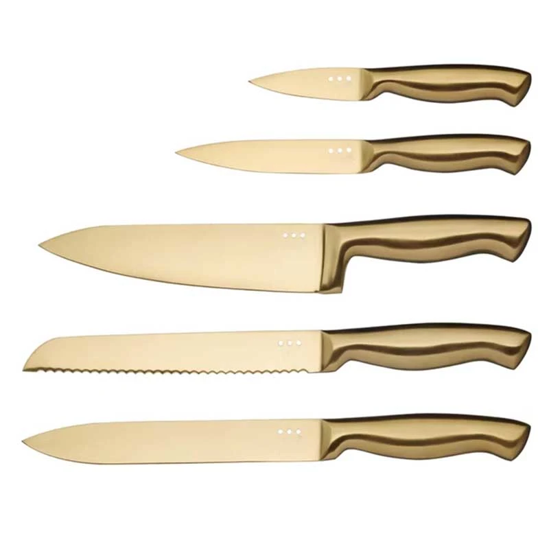 Brass-Coloured Stainless Steel Knife Set