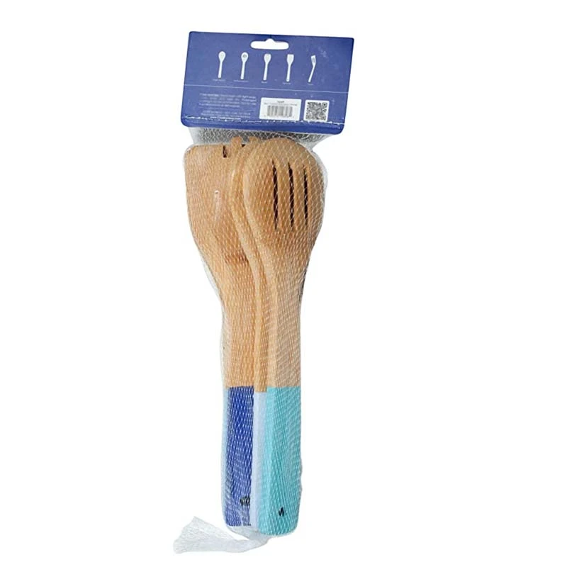 colorful organic bamboo cooking utensils
