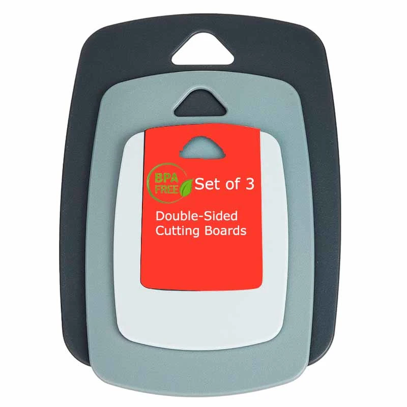 Set of 3 Double-Sided Cutting Boards, Polypropylene, BPA-Free, Plastic