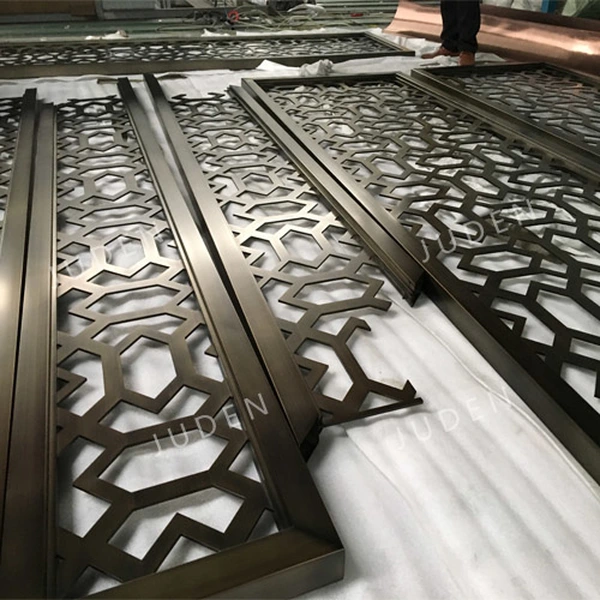 不銹鋼激光切割屏幕 pvd 鍍拉絲仿古青銅  