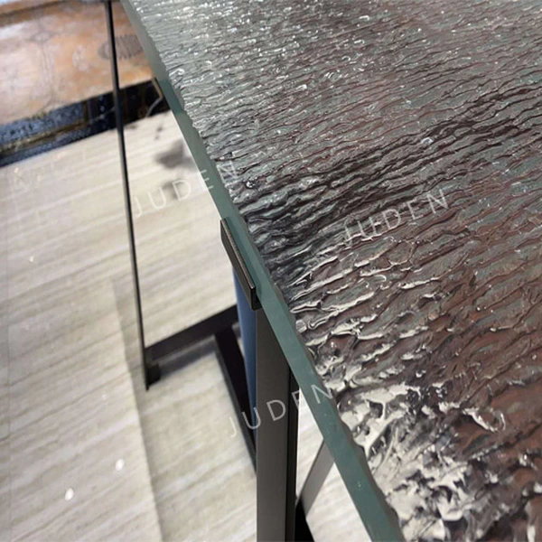 帶藝術玻璃檯面的不銹鋼玄關桌