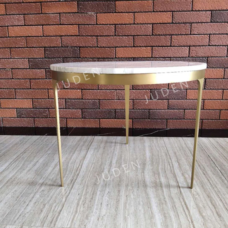 帶白色大理石檯面的不銹鋼咖啡桌