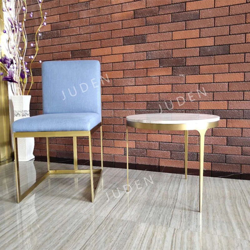 帶白色大理石檯面的不銹鋼咖啡桌