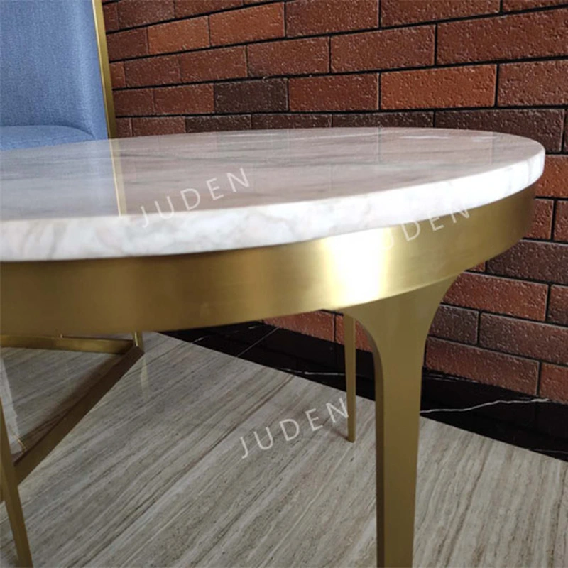 帶白色大理石檯面的不銹鋼咖啡桌