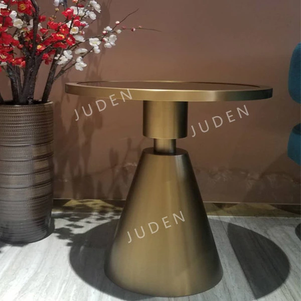 帶玻璃檯面的不銹鋼邊桌