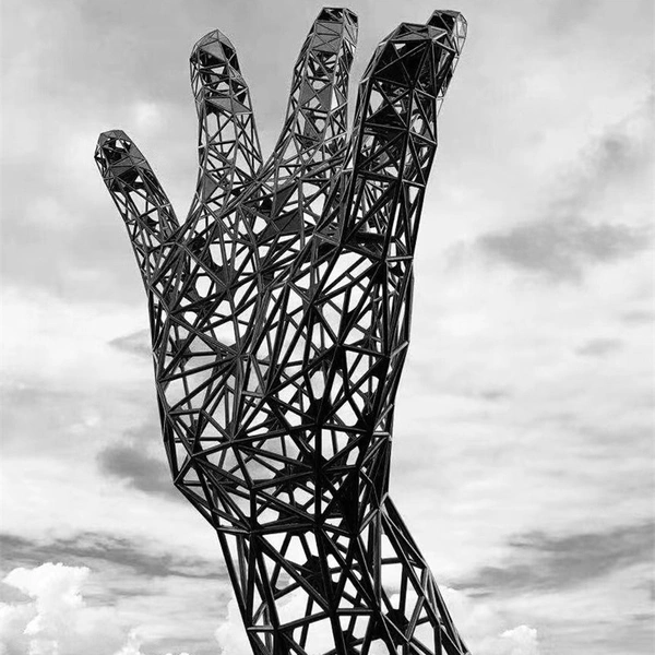 Stainless steel sculpture, palm sculpture, Square sculpture