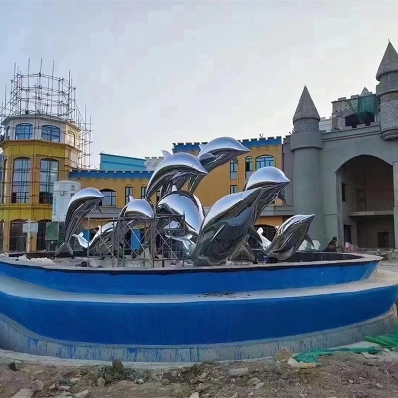 Stainless steel sculpture, metal sculpture, dolphin sculpture