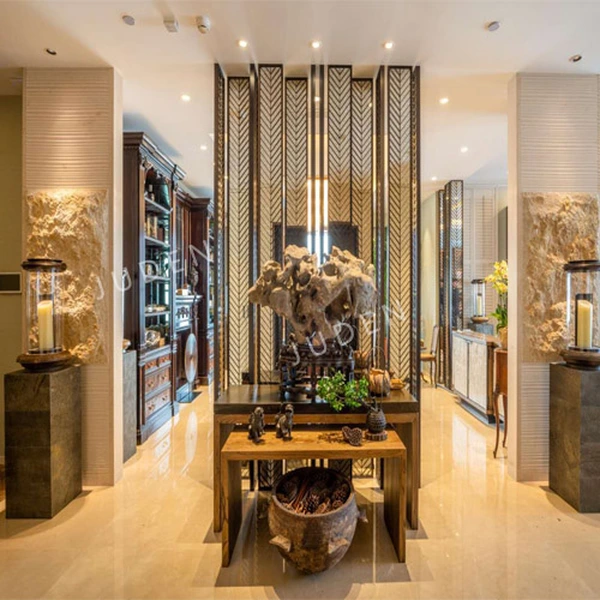 Fish bone design metal screen partition for luxury hotel