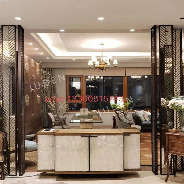 Fish bone design metal screen partition for luxury hotel