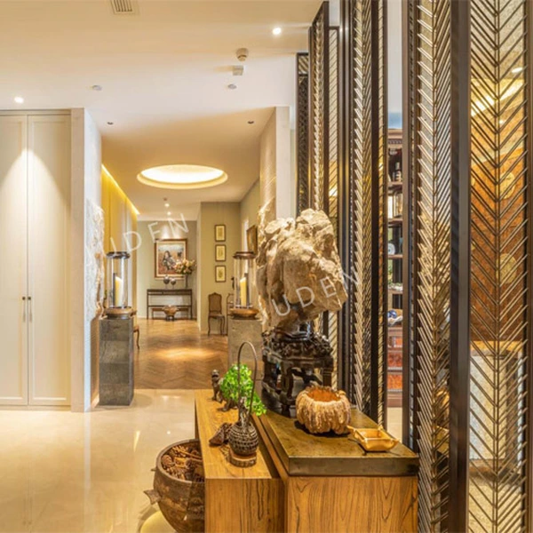 Fish bone design metal screen partition for luxury hotel