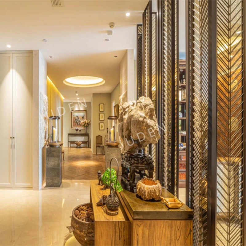 Fish bone design metal screen partition for luxury hotel