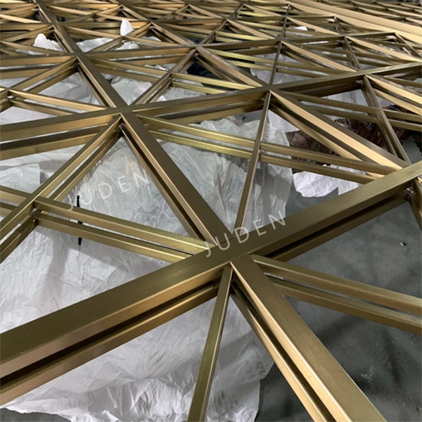 Sliding glass door partition with two layers stainless steel pattern