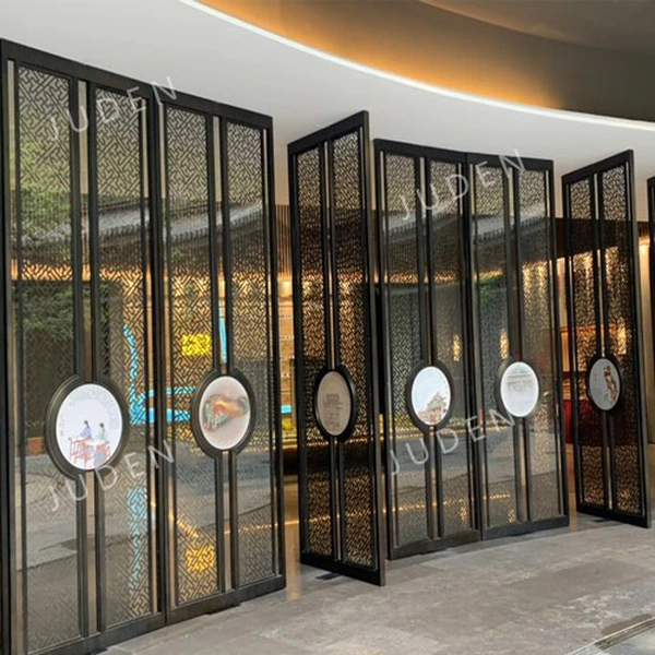 中式現代風格門隔斷金屬屏風