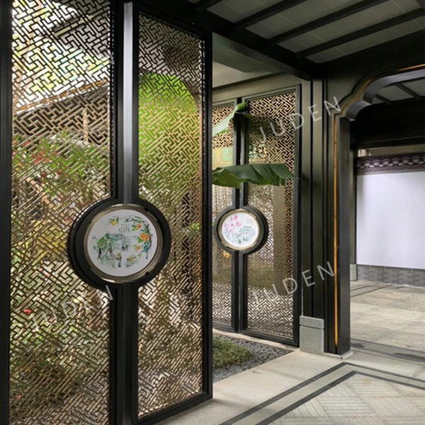 中式現代風格門隔斷金屬屏風