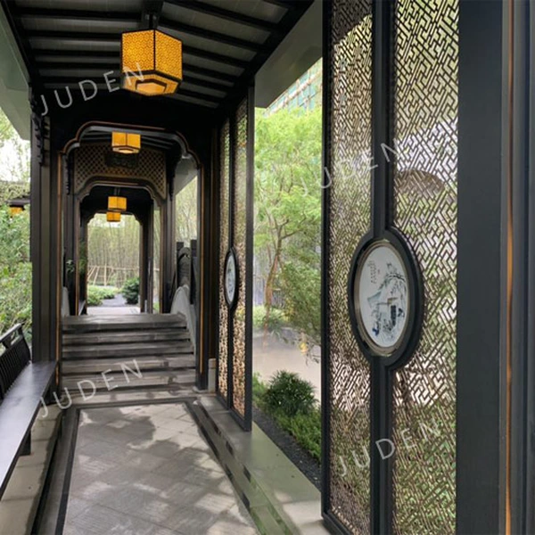 中式現代風格門隔斷金屬屏風