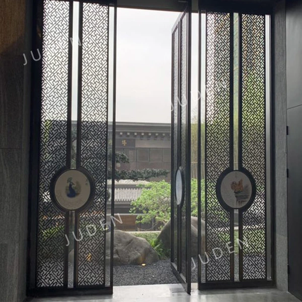 中式現代風格門隔斷金屬屏風