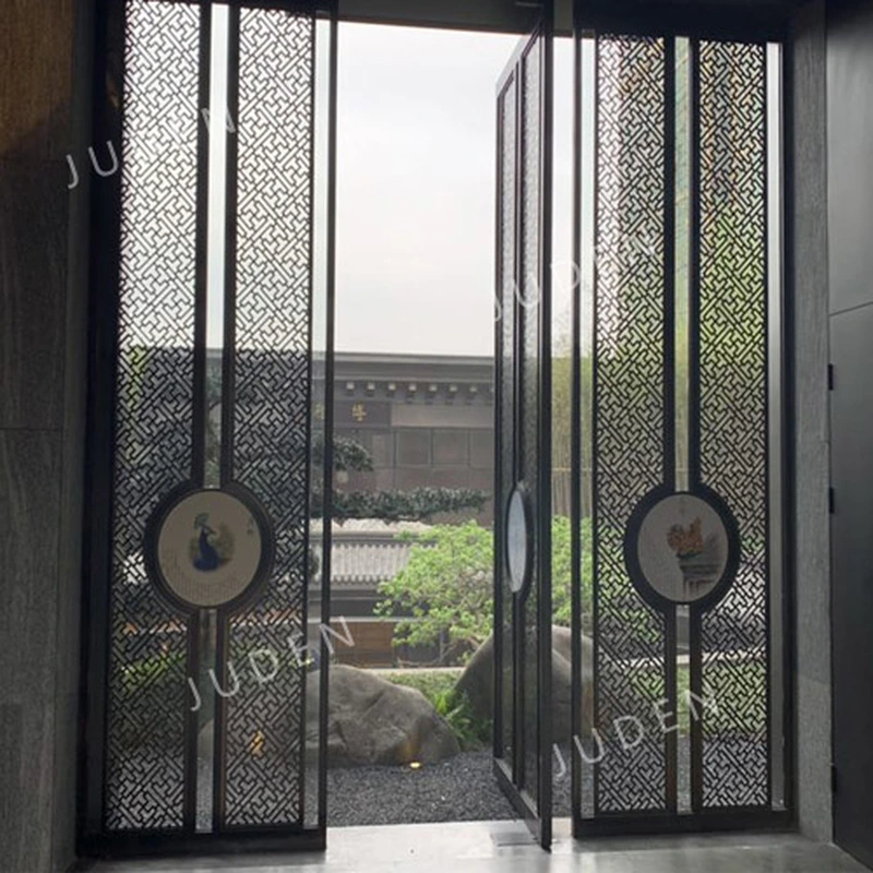 中式現代風格門隔斷金屬屏風