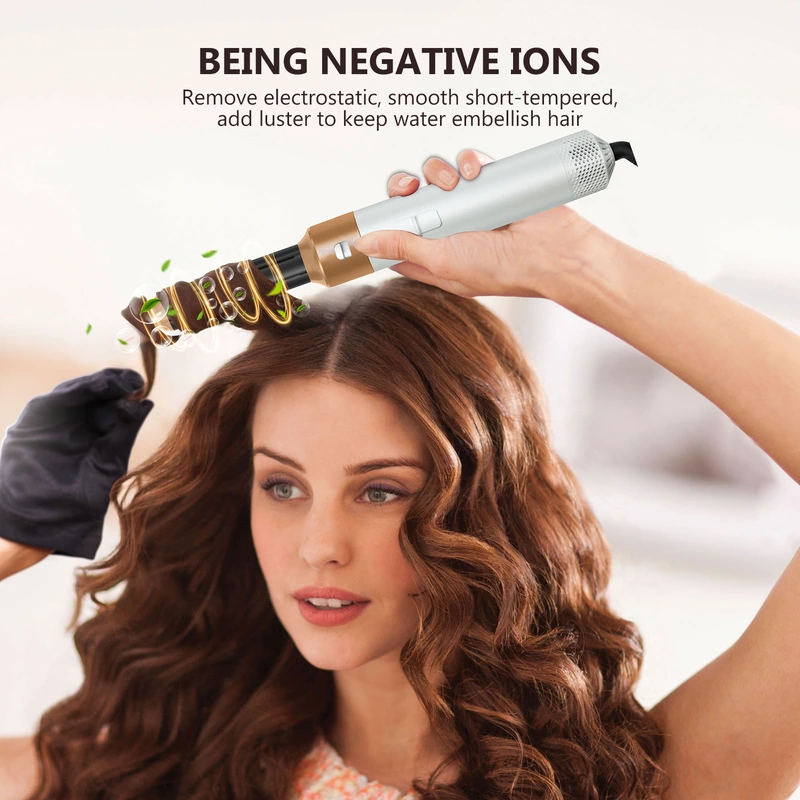 5-in-1 熱風コーム自動ヘアアイロン カール ストレート  