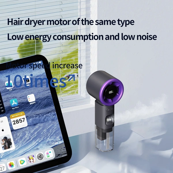 New High-Speed Fan Stepless Speed Regulation Digital Display Portable Handheld Rechargeable Fan