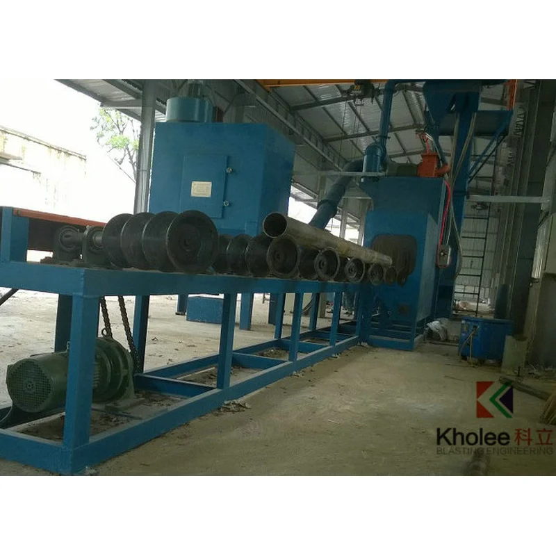 Steel Pipe Shot Blasting Machine for cleaning pipe, tubes, round bars
