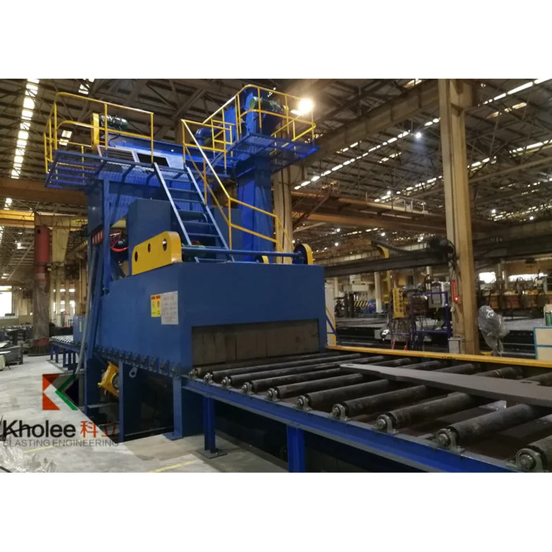 klb2000-6 roller conveyor shot blasting machine untuk pelat baja 