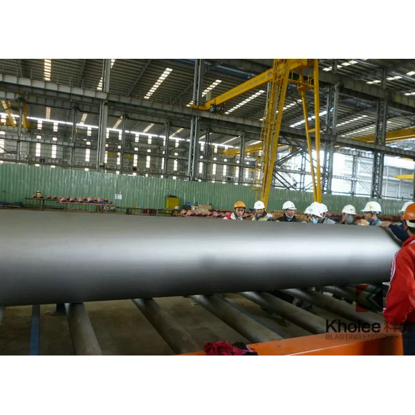 klh2515-12 roller conveyor shot blasting machine untuk gulungan pipa