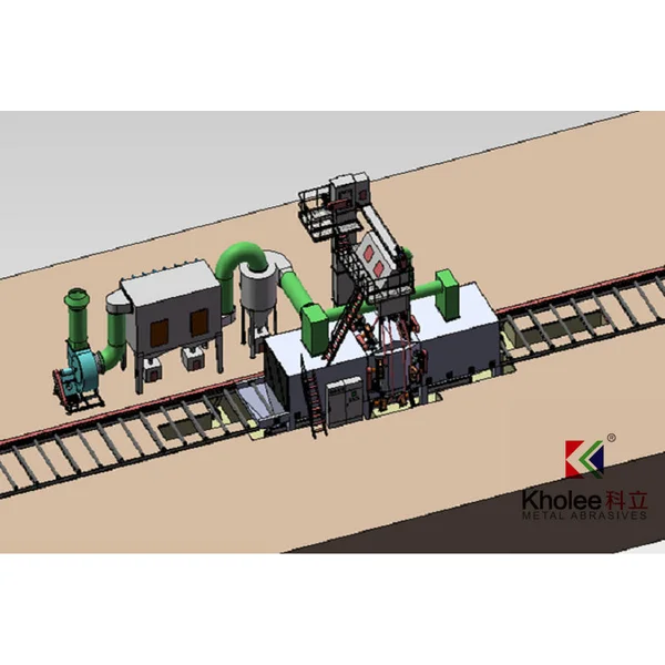 klh2515-12 roller conveyor shot blasting machine untuk gulungan pipa