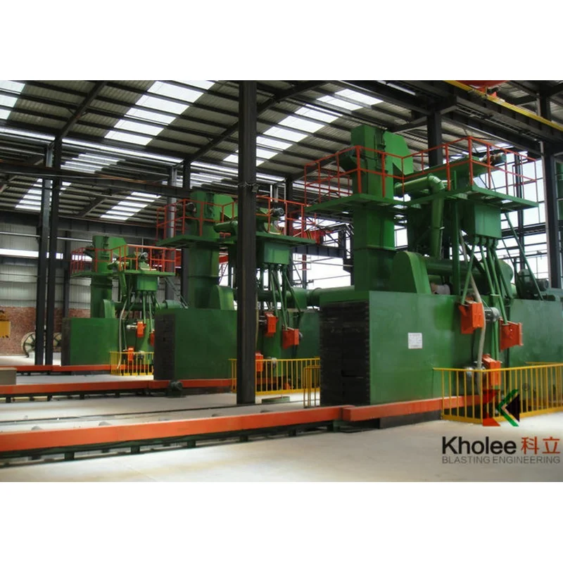 Máquina de jateamento de esteira rolante klh0816-8 para limpeza de viga h 