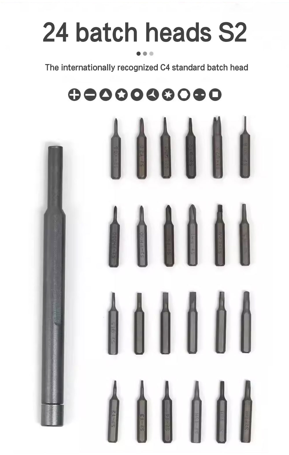 Close - up of 24 bit heads of KINGMAX Precision Screwdriver Set.jpg