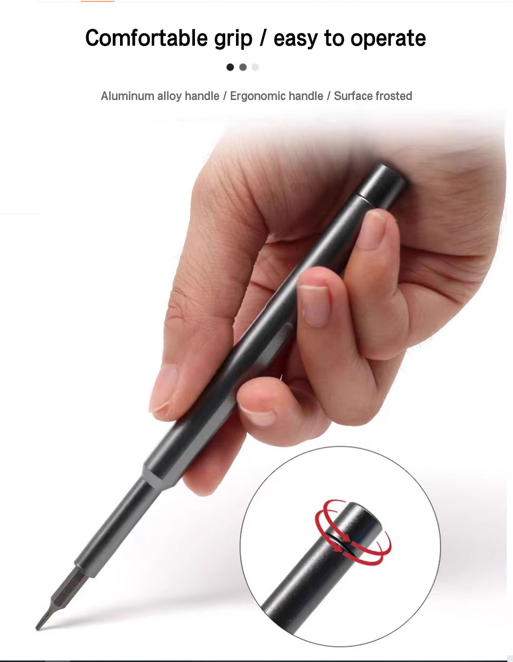 Ergonomic handle of KINGMAX Precision Screwdriver Set in use.jpg