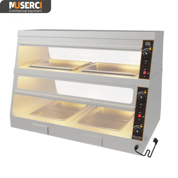 Stainless Steel Electric Hot Glass Food Warmer Display Showcase